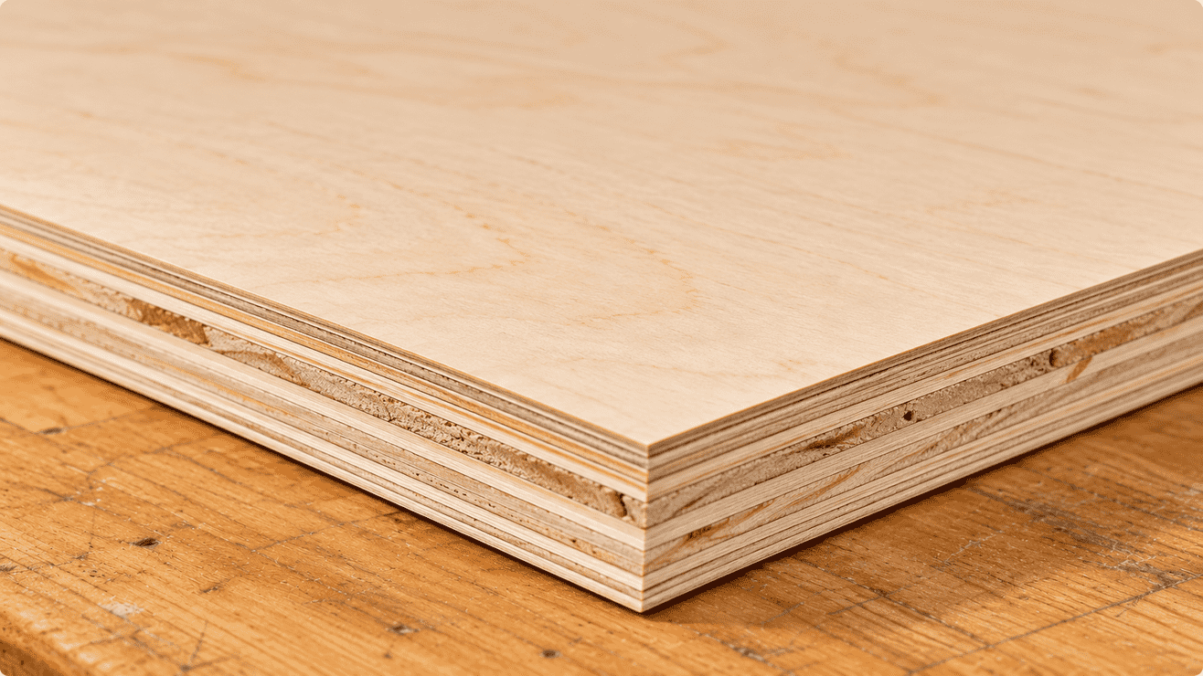 Layered Plywood Edge on Workbench