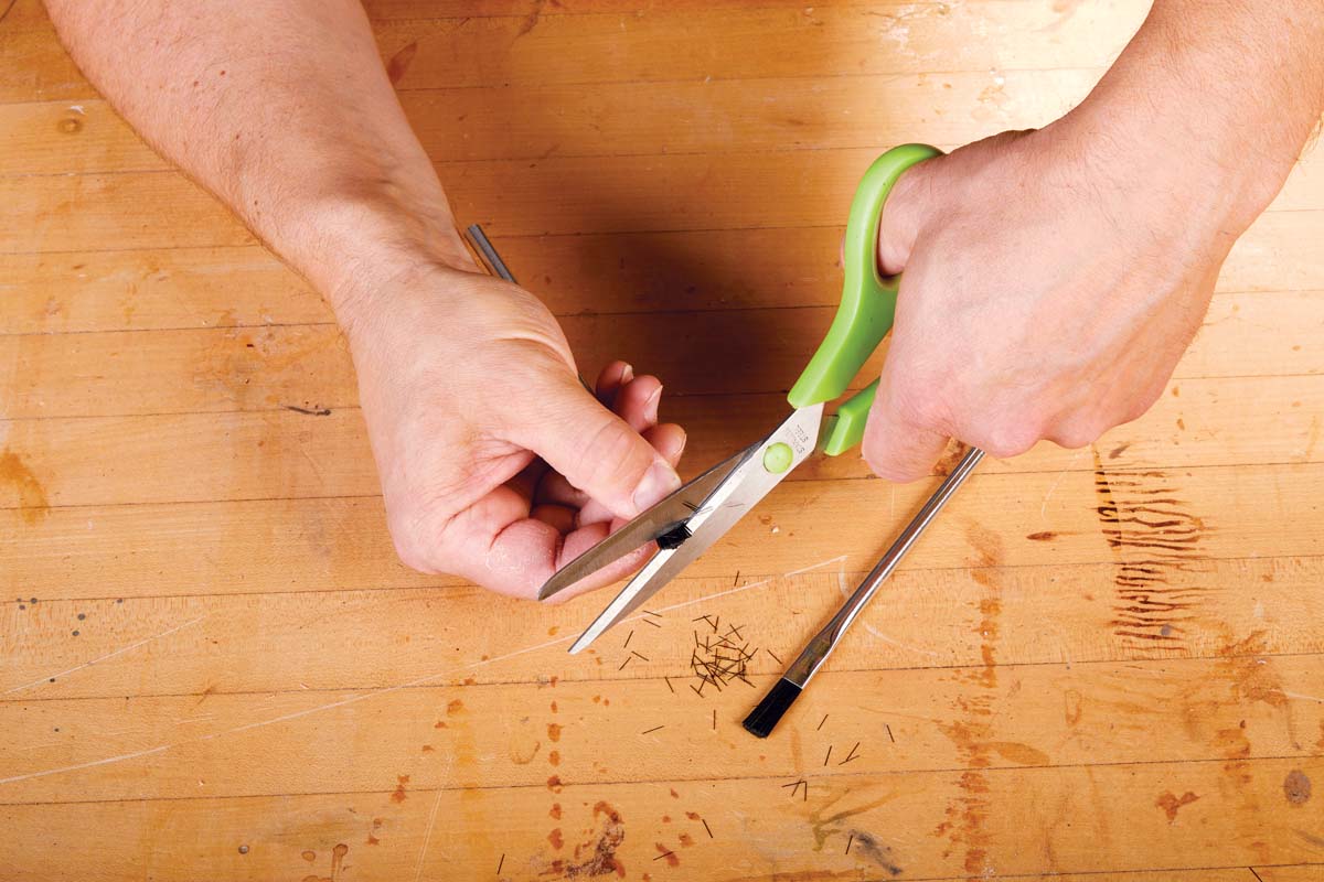 cutting bristles of acid flux brush to be more round