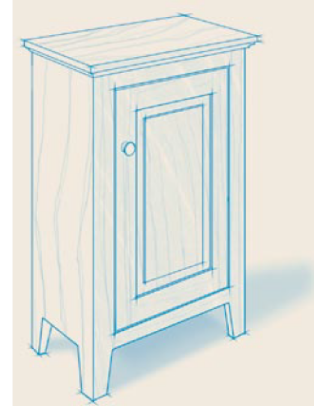 illustration of cabinet with Haunched mortise and tenon joints