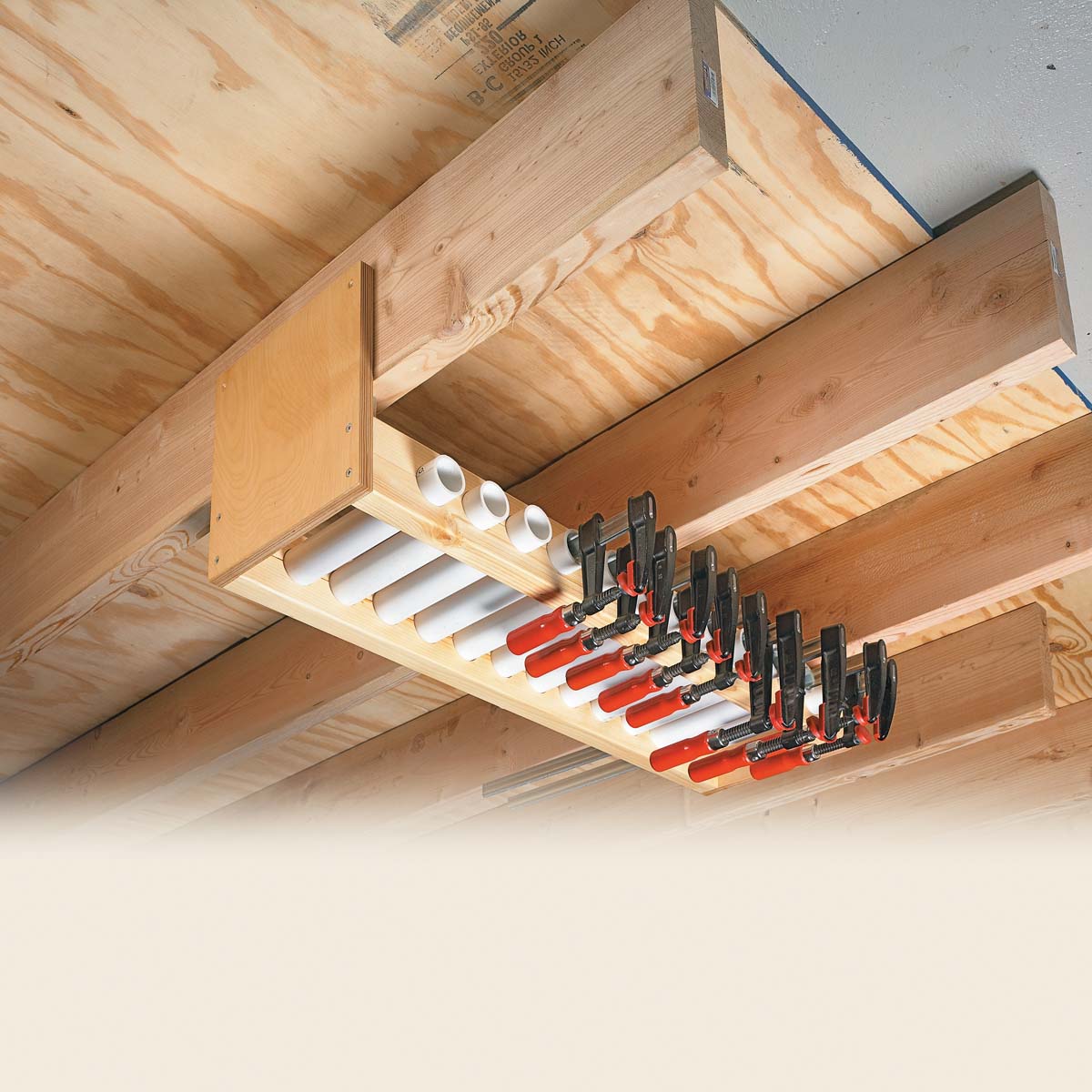 Make An Overhead Bar Clamp Storage Rack