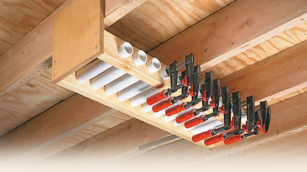 Make An Overhead Bar Clamp Storage Rack