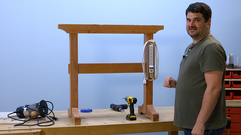 Sawhorse Mounted Power Strip