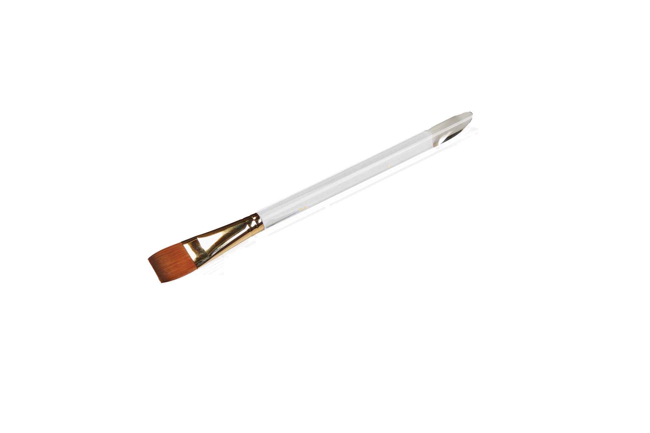 white paint wood brush, with flat shaped bristles