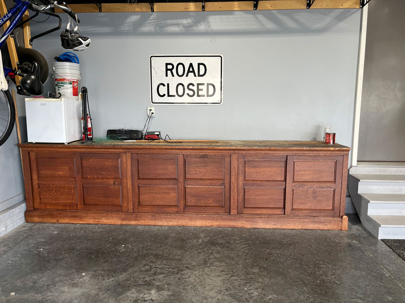 Vintage oak shop cabinets