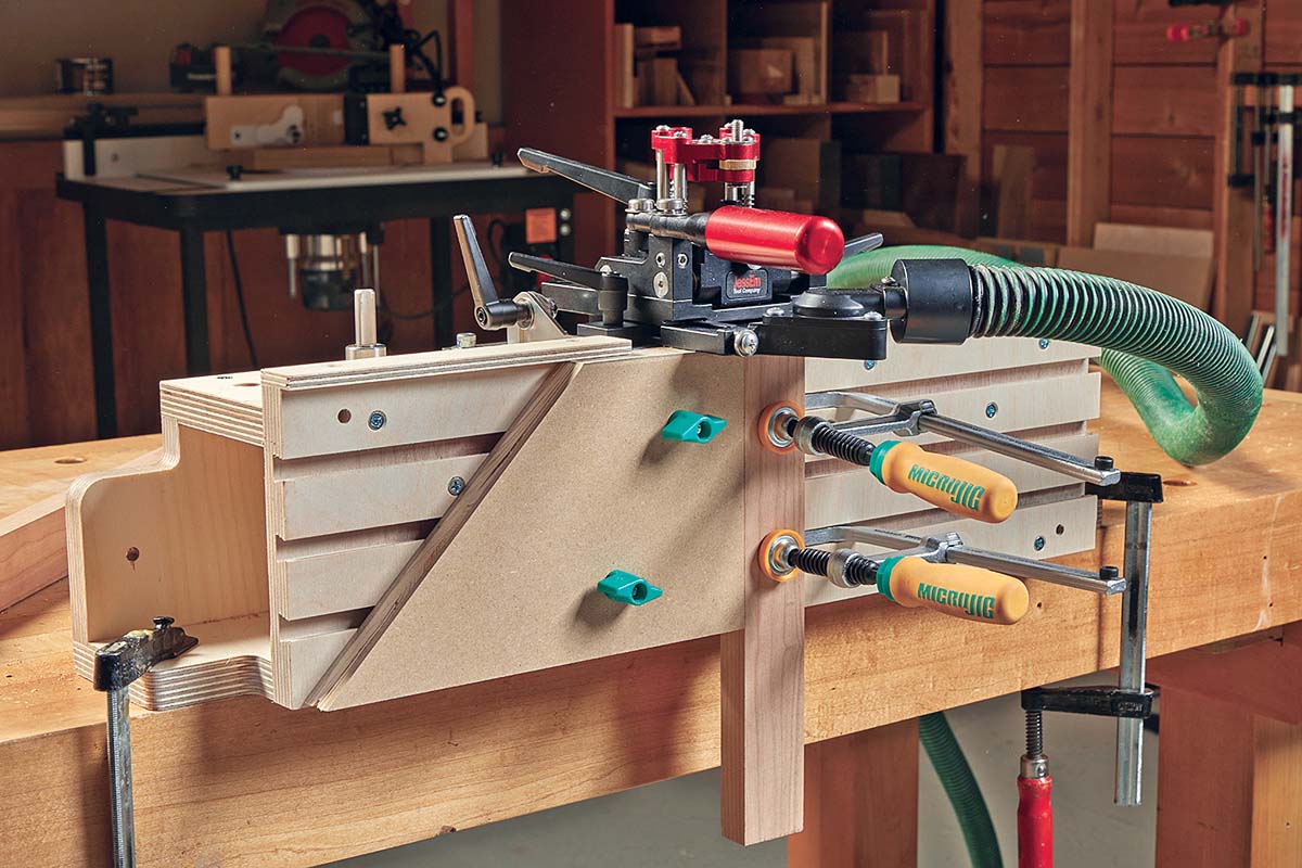 Pocket Mill Pro being used with diy dovetail track stop block