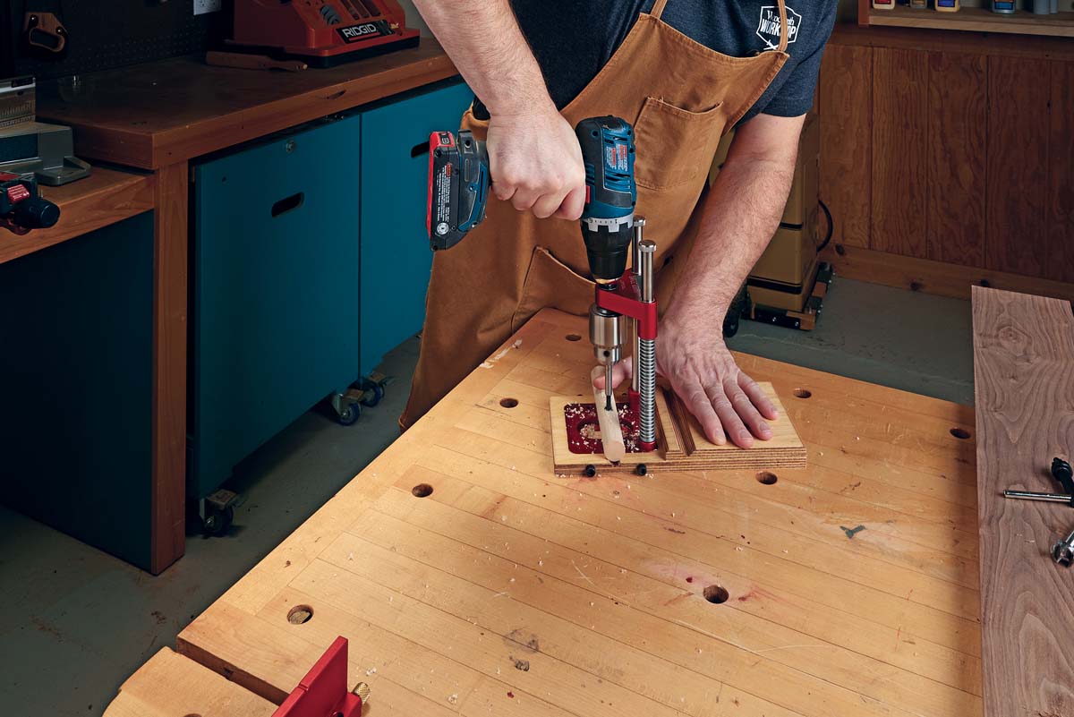 drilling dowel with diy drill guide