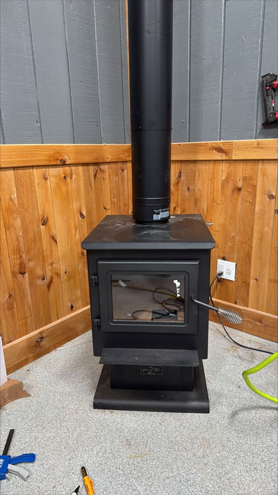 ShopNotes podcast image of a wood stove