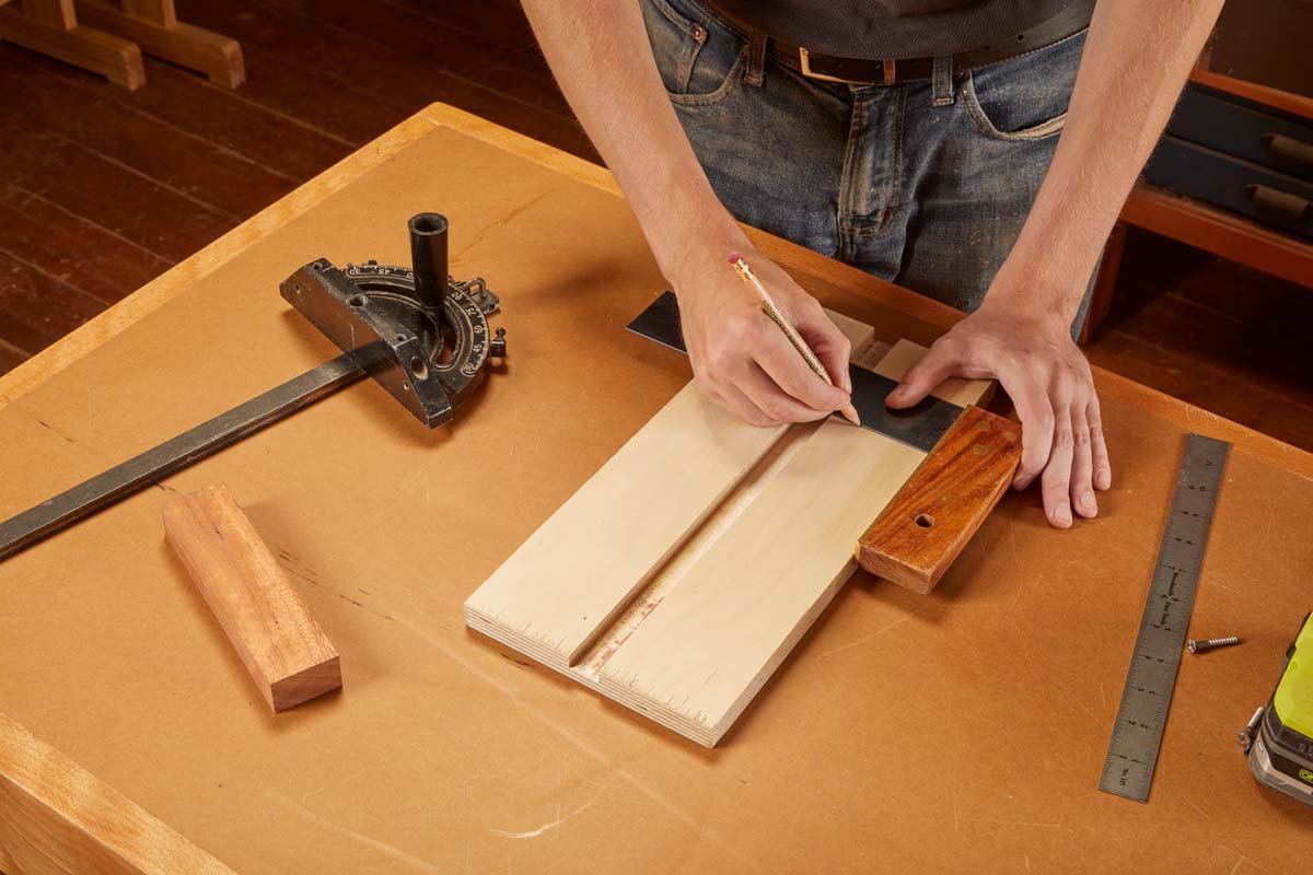 scribing a square line to the groove on plywood