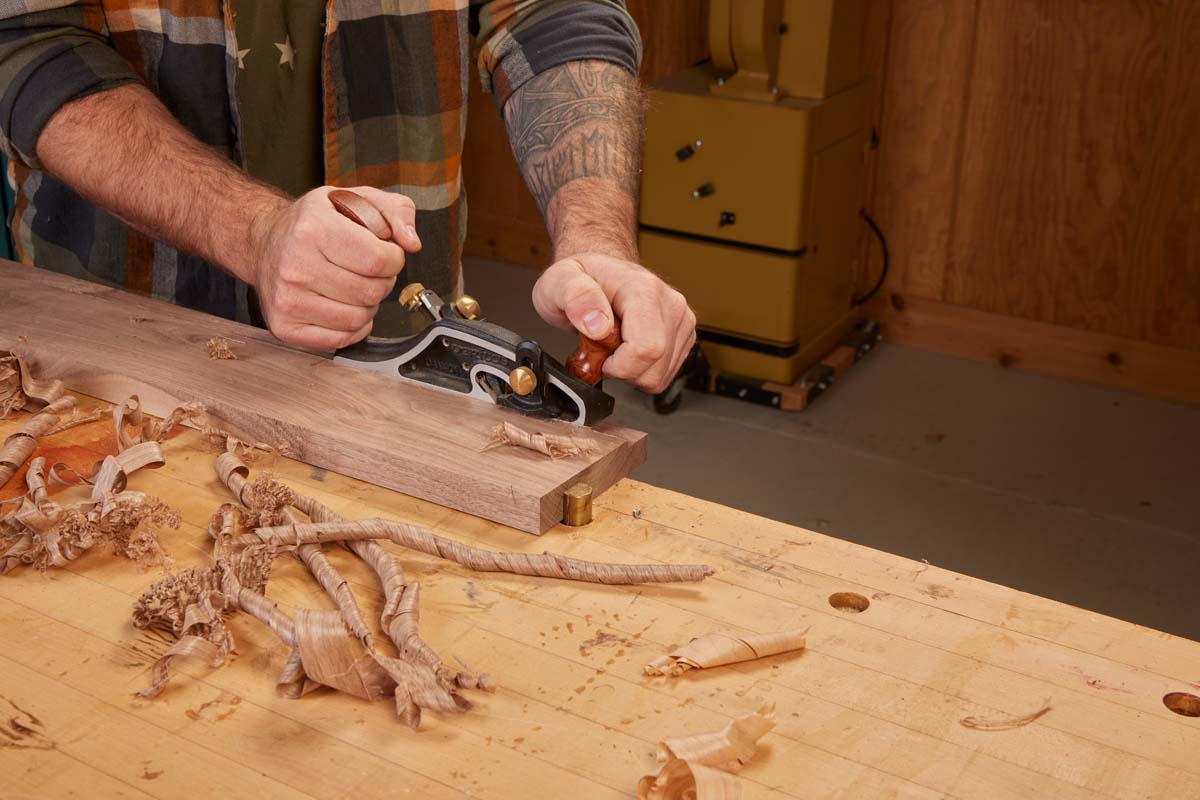 rabbet plane shaving wood