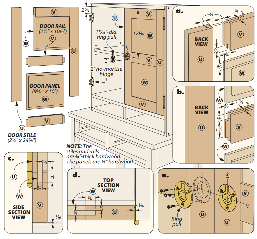 diagram showing how to assemble the doors
