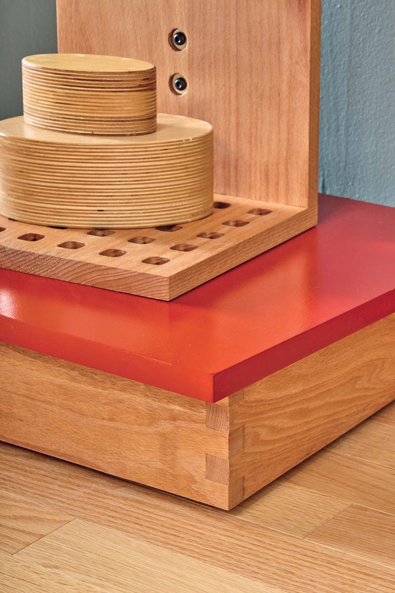 close up of finger joints connecting the shelves