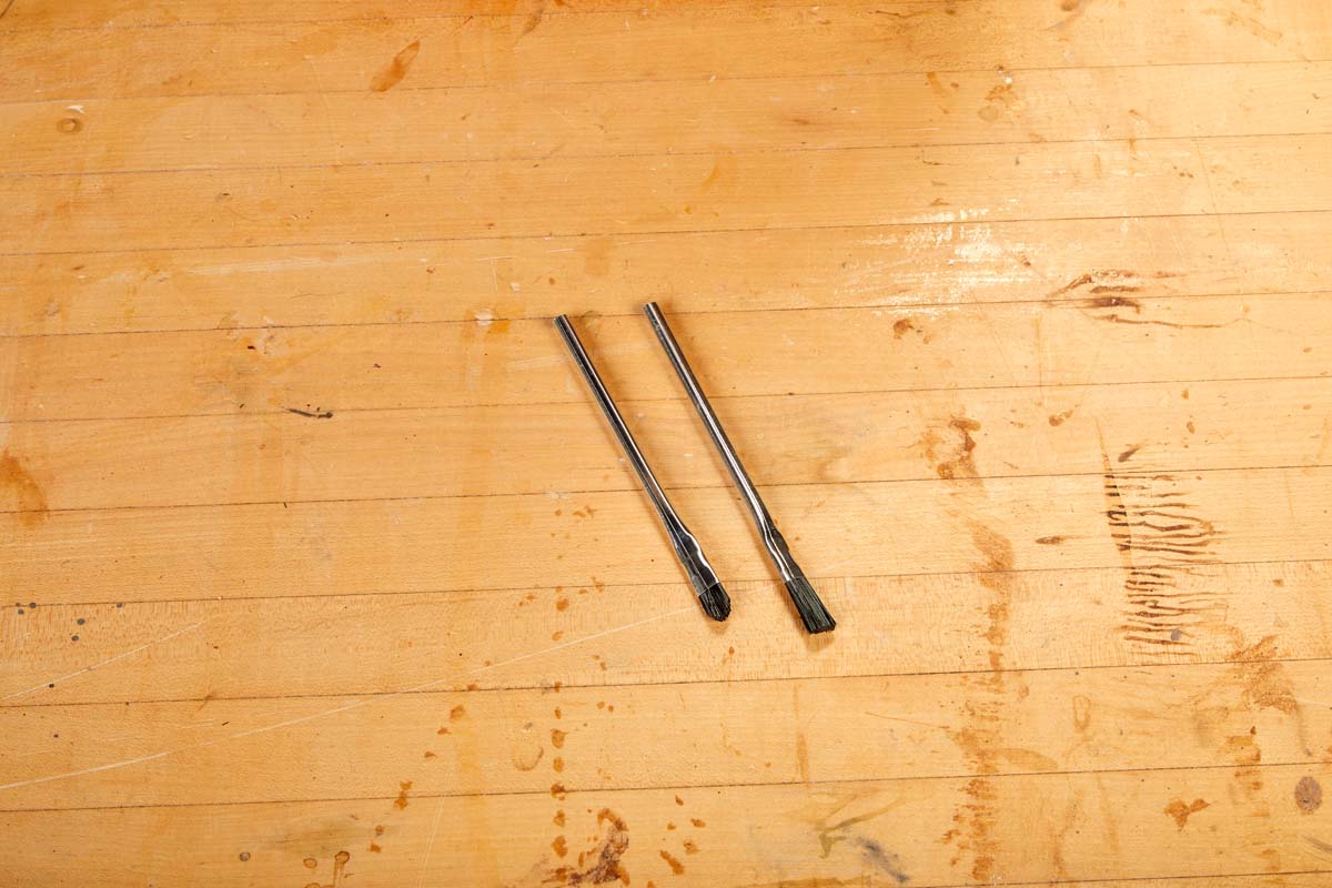 before and after comparison of the rounded acid flux brush