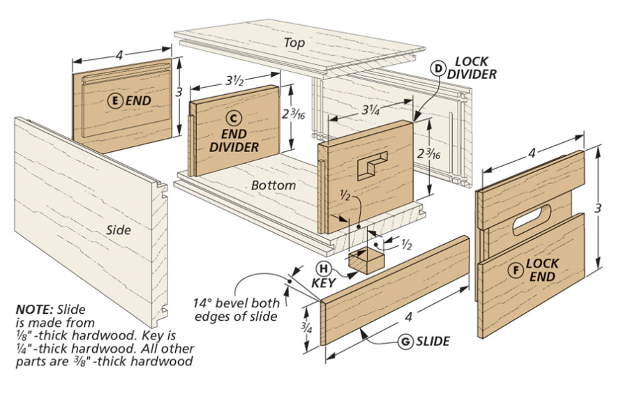 Box with a Secret Locking Mechanism  Wooden box plans, Wooden box diy,  Wooden box designs