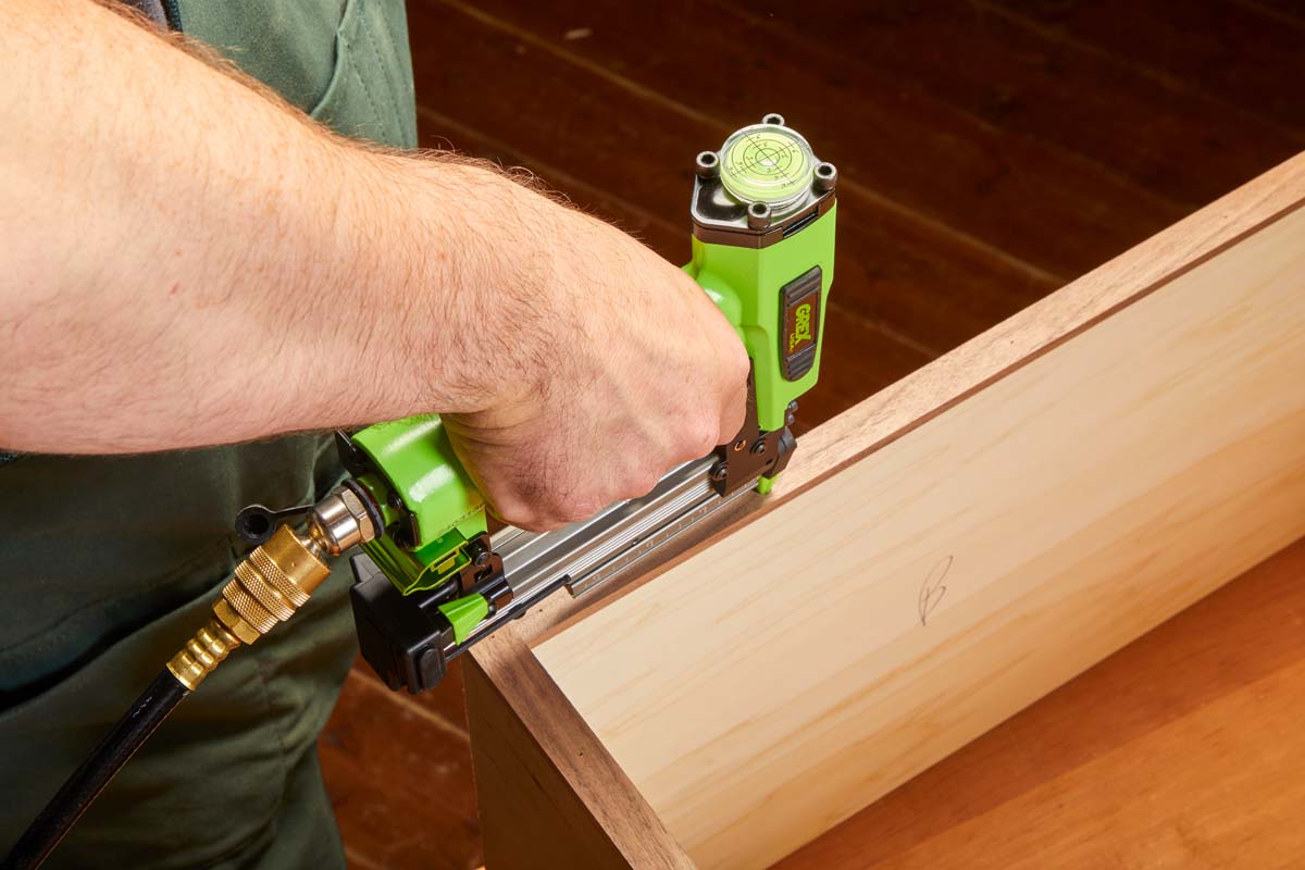 bubble level glued to pin nailer