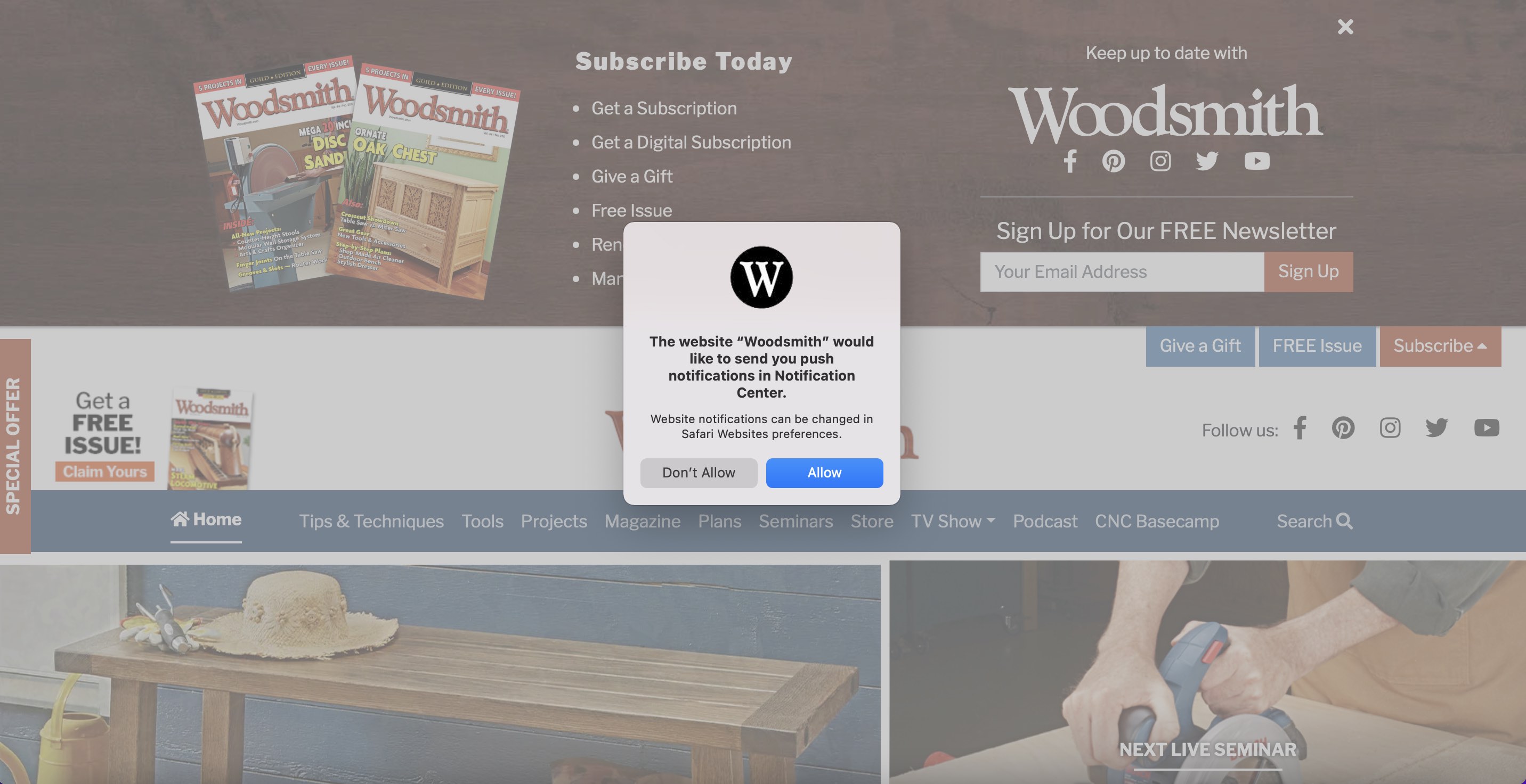 Sign Up for Woodsmith Push Notifications and Never Miss an Article