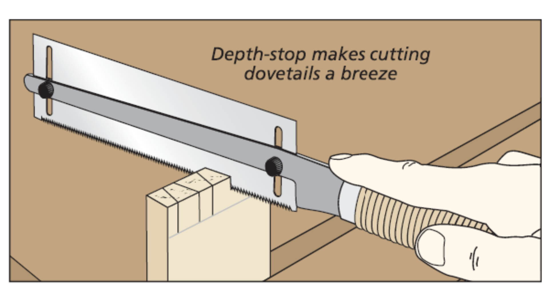 illustration of dozuki blade with a steel bar fit into the handle