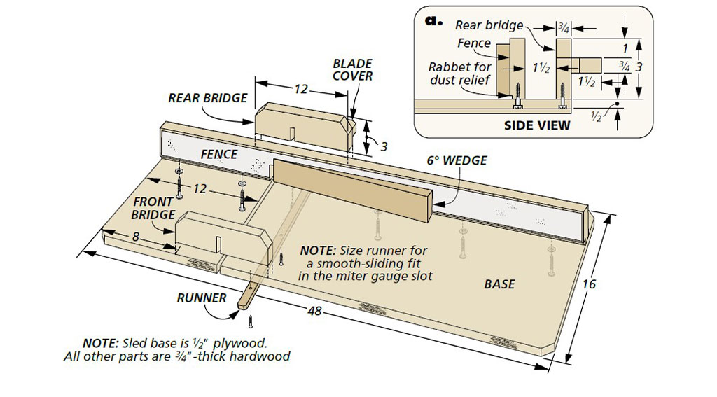 Table saw sled for angled tenons