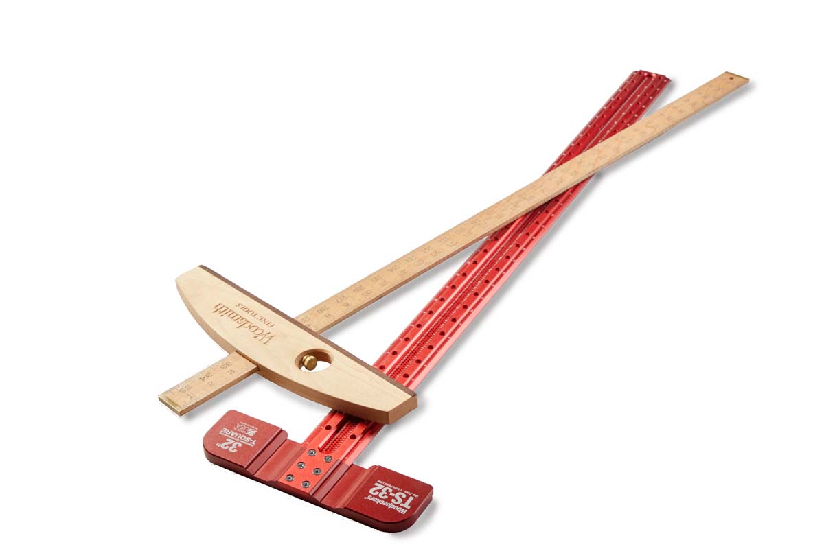 wood and red metal t squares