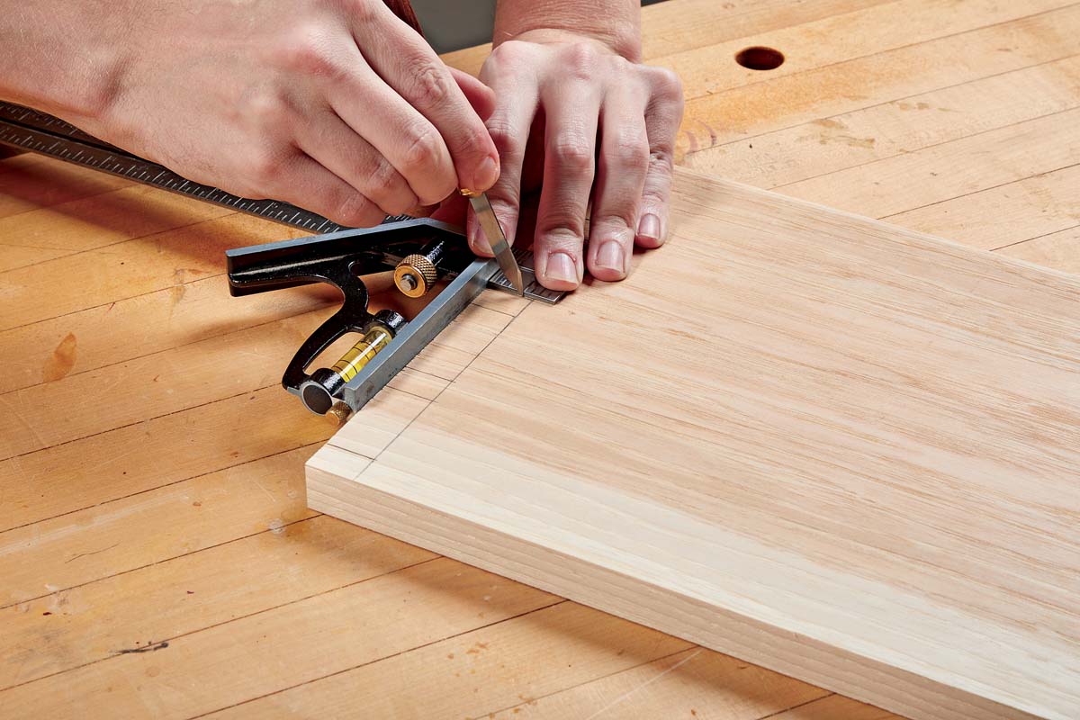 using marking knife over pencil marks for dovetails