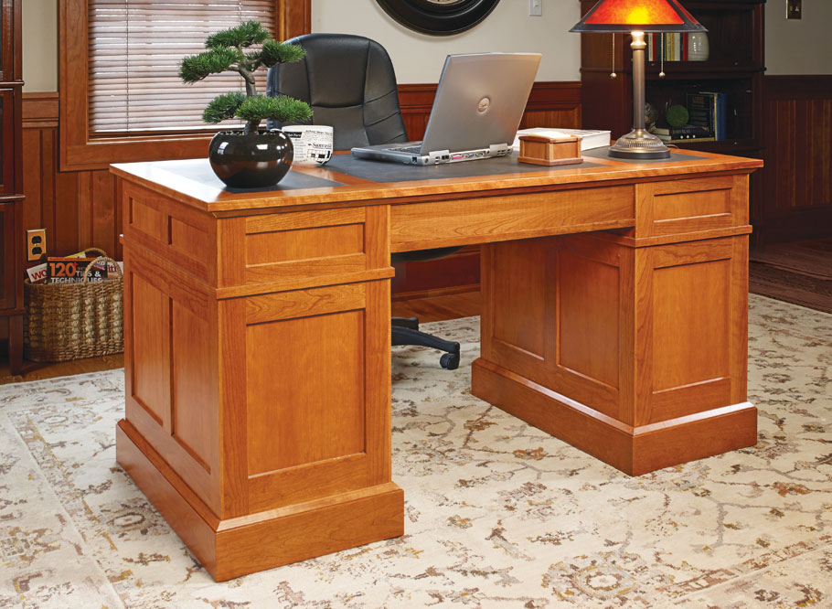 Cherry pedestal desk