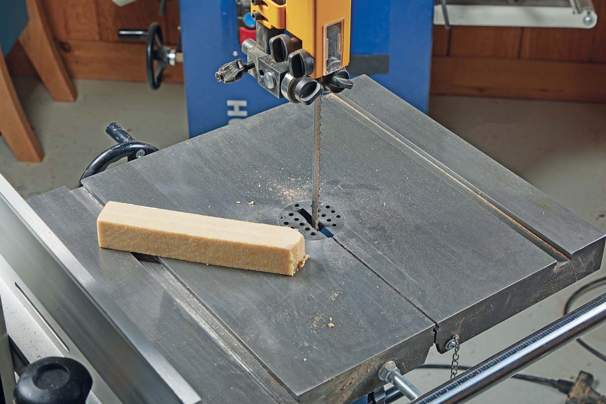 using abrasive cleaning stick on bandsaw