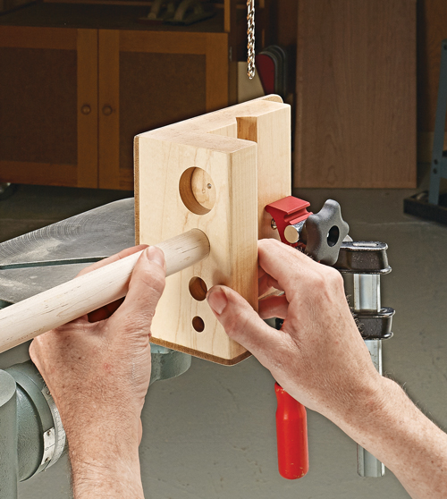 How to drill a hole in the center of a dowel without a drill outlet press