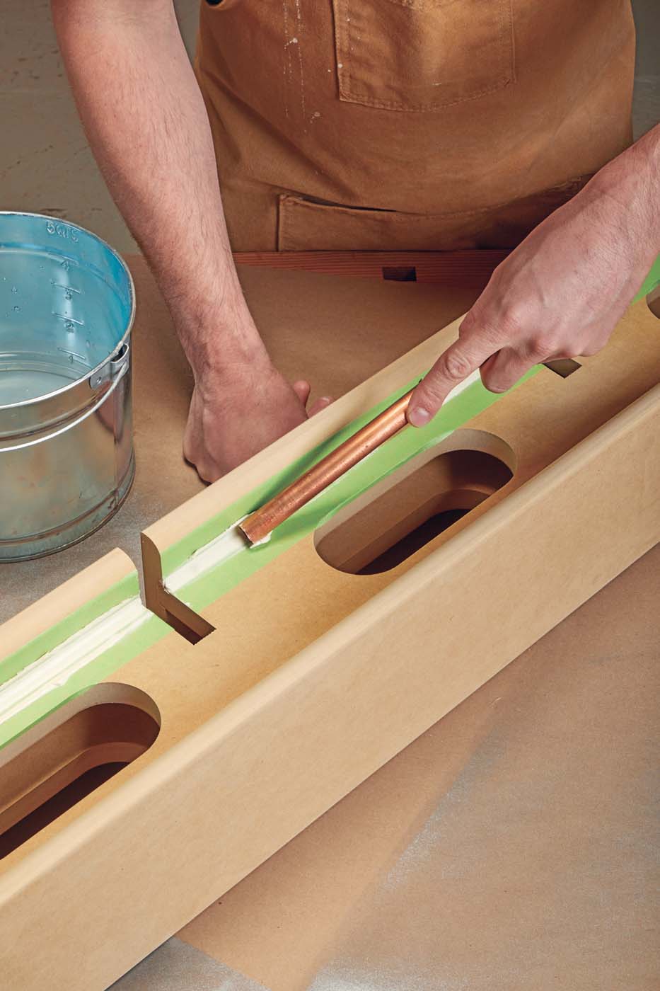 A  1/2"-diameter pipe creates a consistent transition between faces, mimicking a rolled steel appearrance.