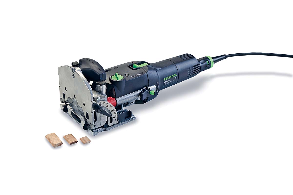 Domino joiner with domino wood chips its made