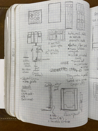 Spice cabinet notebook sketch