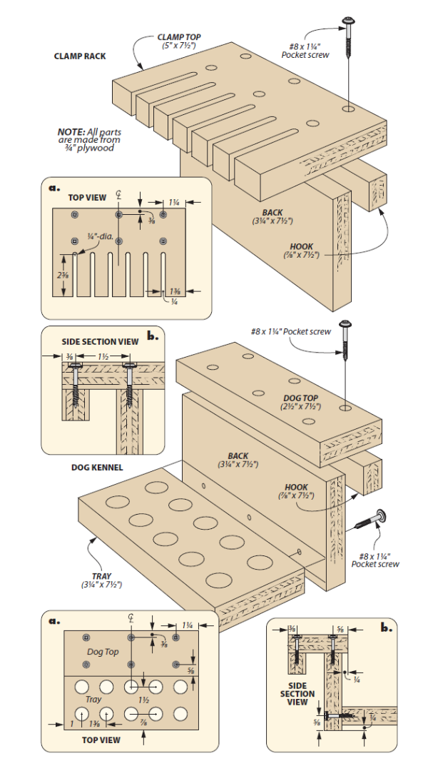 Clip-On Racks For Clamps and Bench Dogs