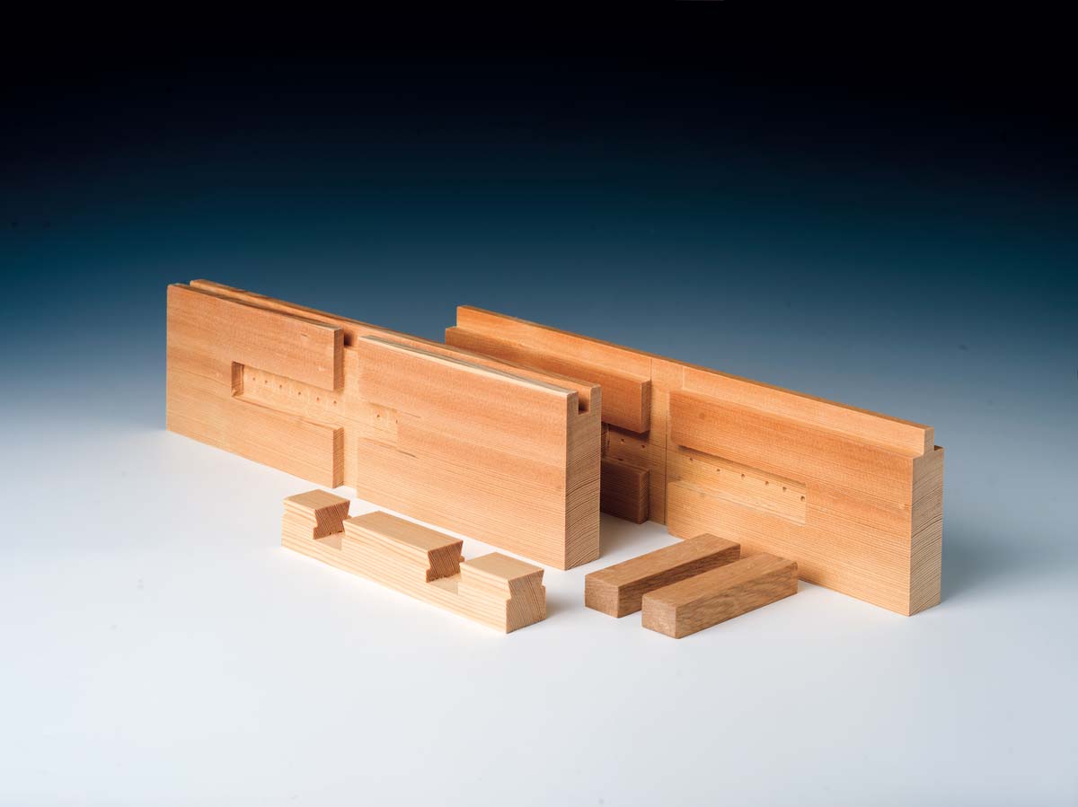 joinery example of Keyed sliding dovetail between two wood pieces