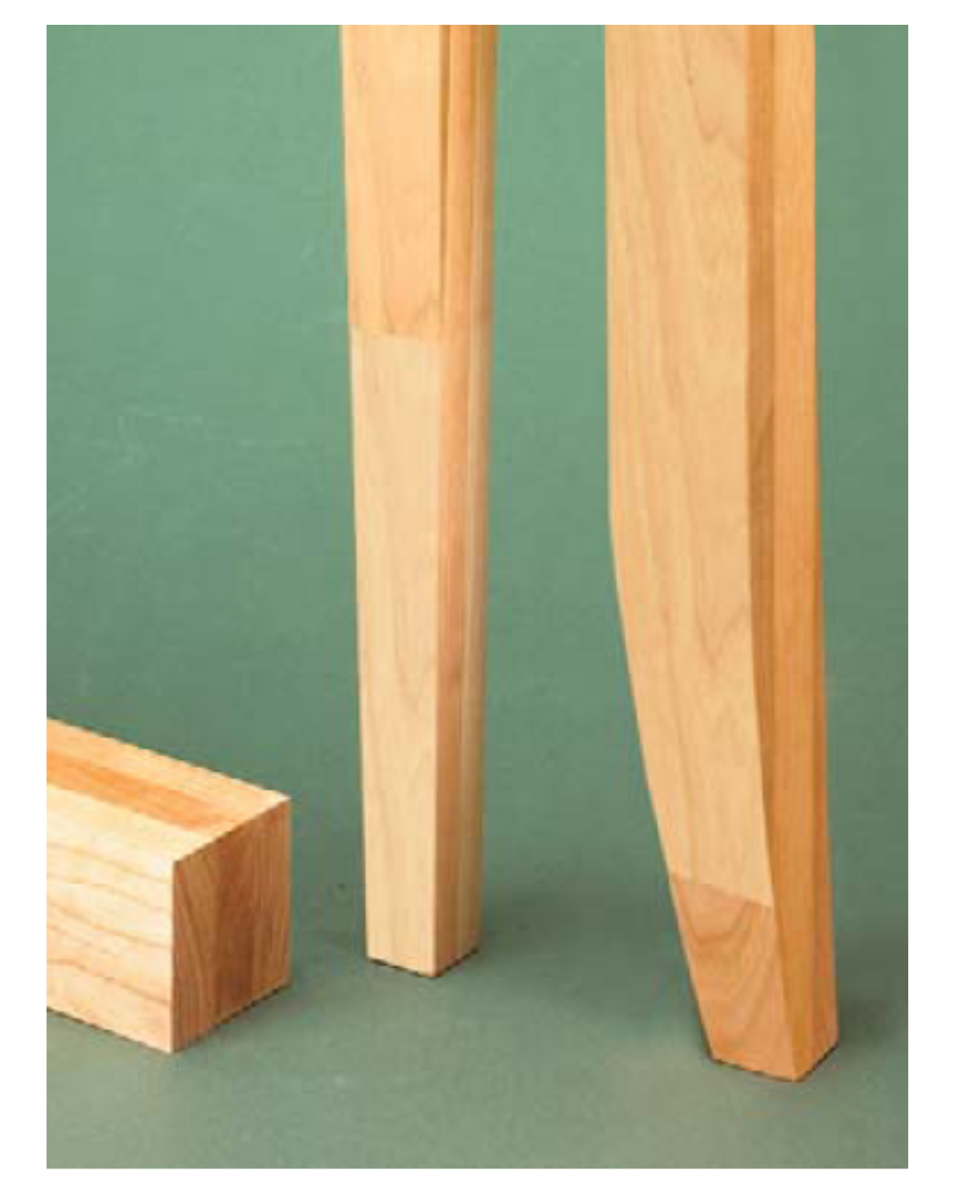 table leg with three-piece glueup
