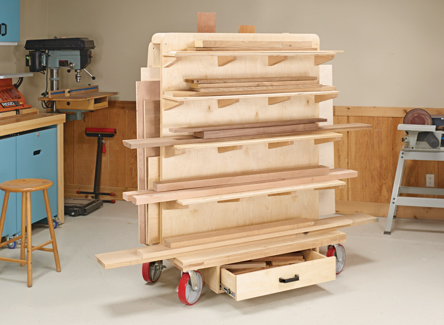 Lumber storage cart for plywood