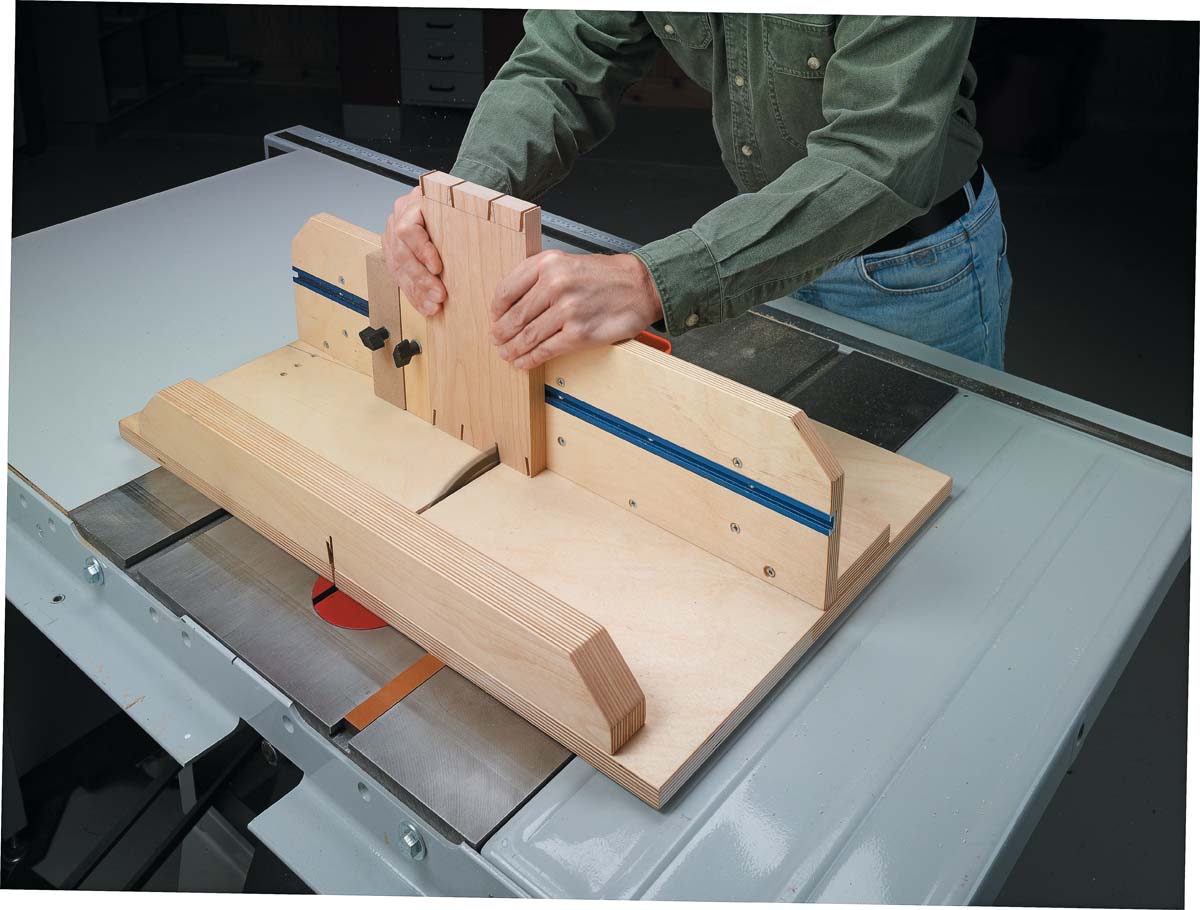 setting up the next cuts with a spacer and stop block