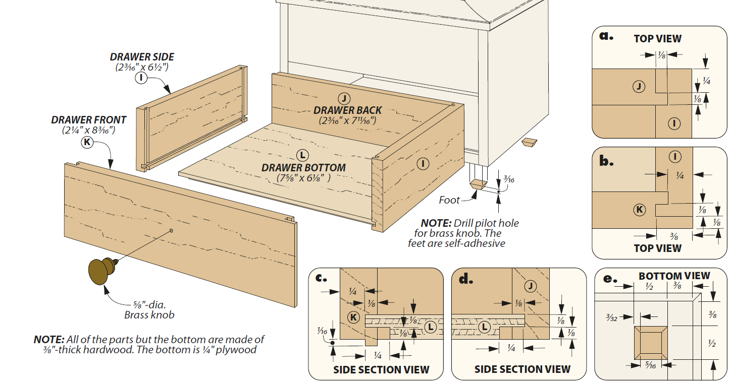 assembling drawer for memory box