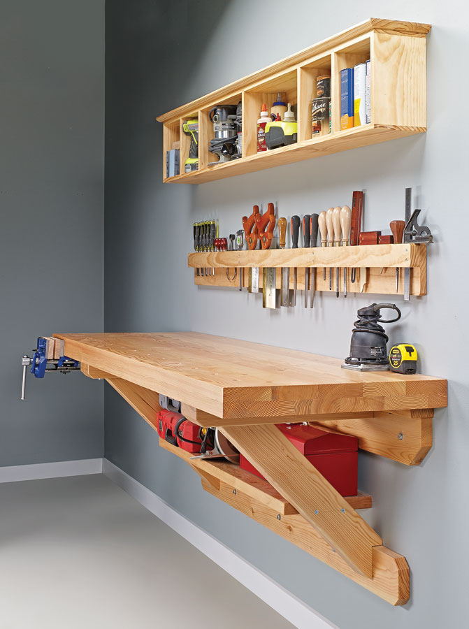 Image of a wall-mounted workbench
