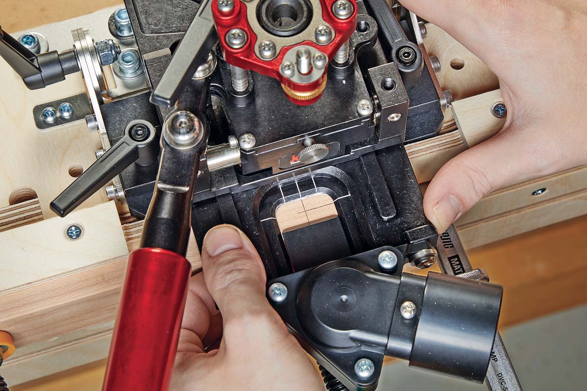 image shows Pocket Mill Pro base locating guide set on workpiece