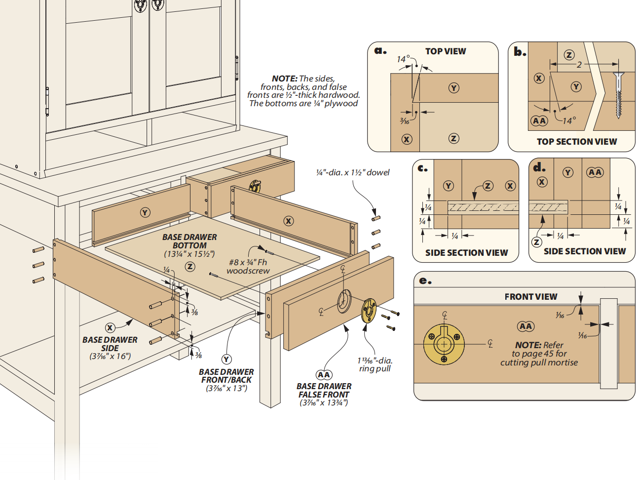 diagram showing how to assemble library chest drawers