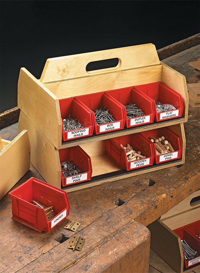 Space-Saving Hardware Bin Storage Woodworking Plan