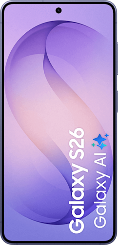 Voorkant van de donkerpaarse Samsung Galaxy S26