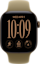 De voorkant van de bronzen Apple Watch Series 12 met olijfgroen bandje