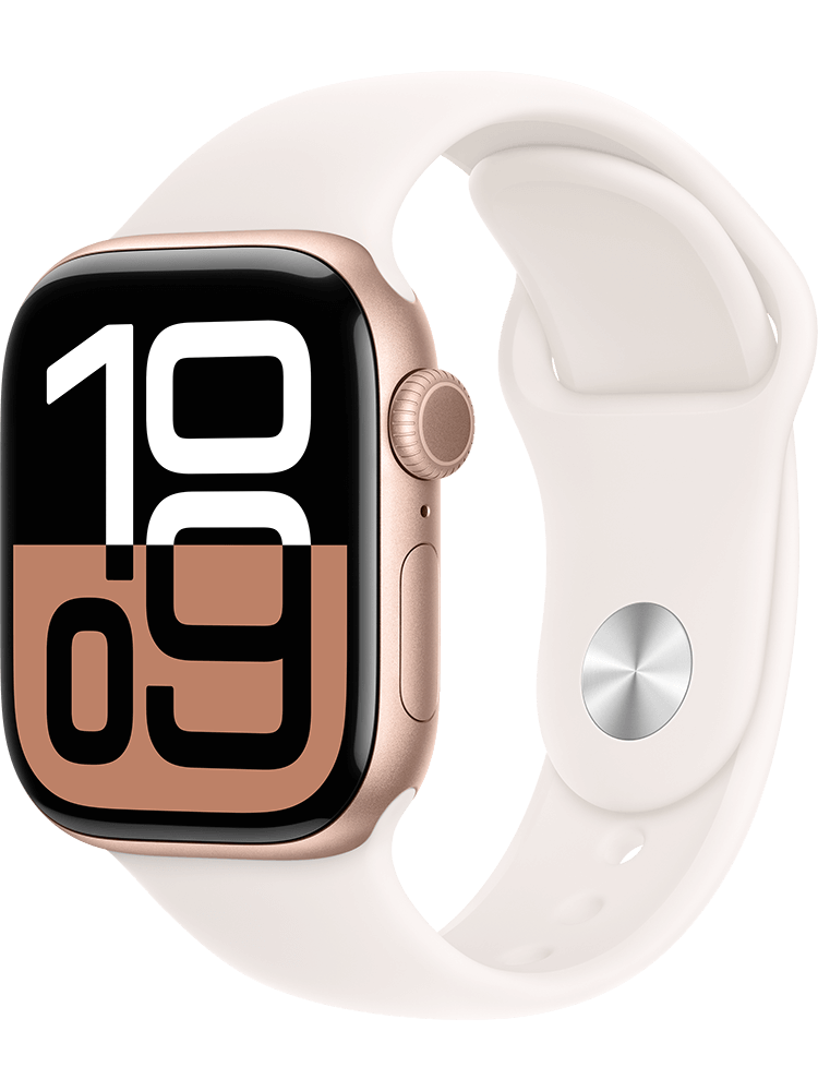 Apple Watch Series 10 GPS Cell 42mm Rose Gold Aluminium Case with Light Blush Sport Band S-M