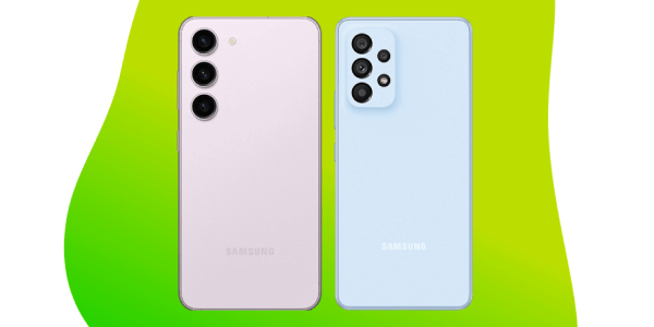 De achterkant van een Samsung Galaxy S- en A-model