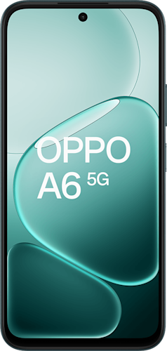 De voorkant van de OPPO A6 in Sapphire Black
