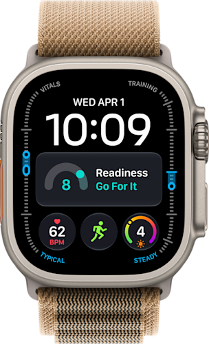 De voorkant van de Apple Watch Ultra 4