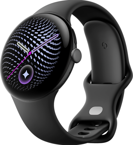 De voorkant van de zwarte Pixel Watch 5