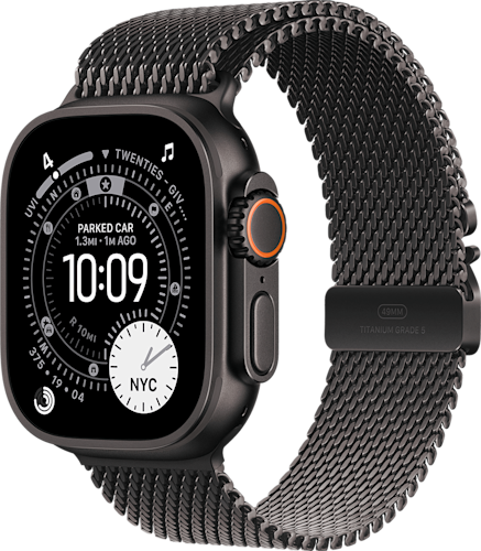 Apple Watch Ultra 3 GPS + Cellular 49mm Black Titanium Case with Black Titanium Milanese Loop – Medium