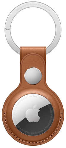 Apple Airtag Leather Key Ring Saddle Brown