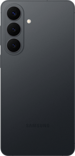 Achterkant van de zwarte Samsung Galaxy S26 plus