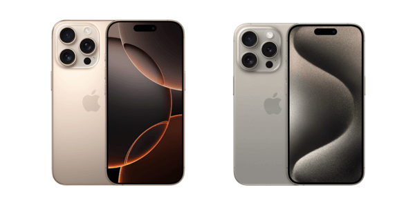 De iPhone 16 Pro naast de iPhone 15 Pro